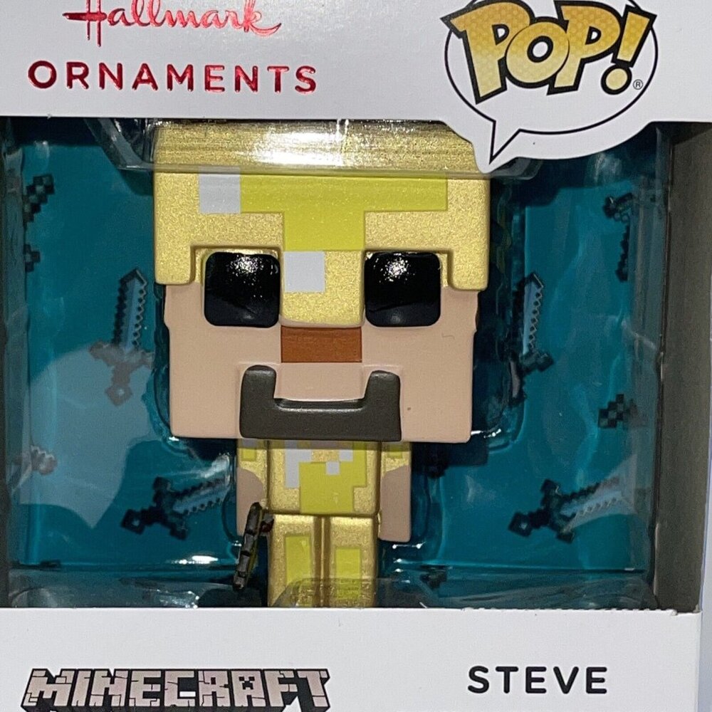 Funko POP! Minecraft ~ Steve Gold Armor ~ Hallmark Christmas Ornament Unopened - Picture 3 of 8